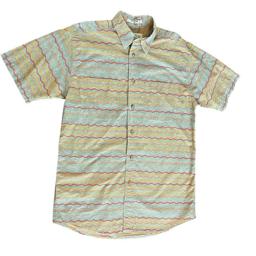 Mens Orvis Aztec Print Short Sleeve Shirt Size M Pattern Green Fishing Outdoor